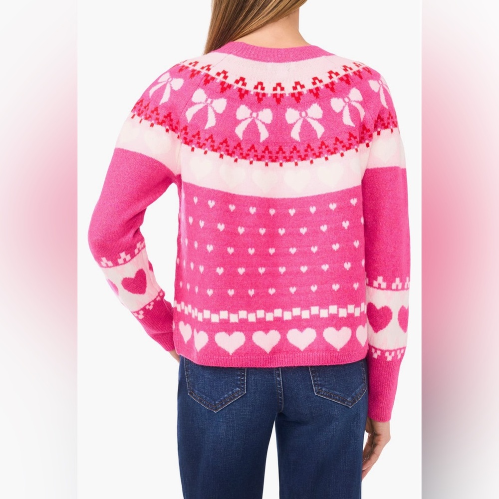 NWT CeCe Sweater Valentine's Day women's Medium Bows and Hearts - Picture 2 of 15